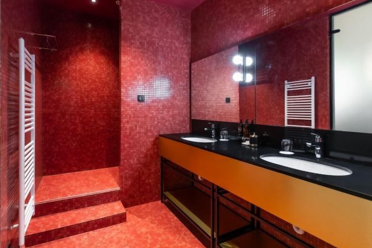 Bathroom | Shower, rainfall showerhead, designer toiletries, hair dryer