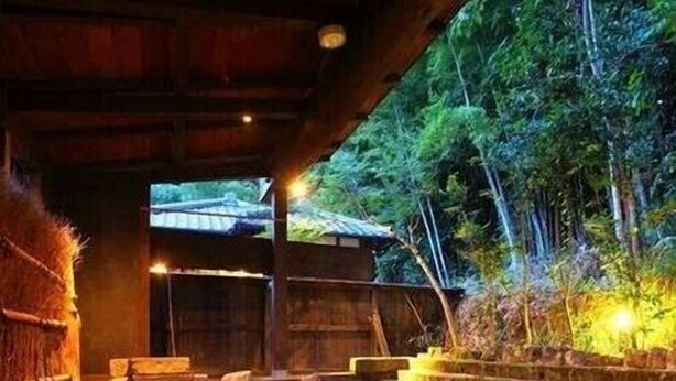 A traditional Japanese onsen with a wooden structure, stone steps, and a natural surrounding. - Hirayama Onsen Yama Futokoro no Yado Ichiboku Isso (Yamaga)