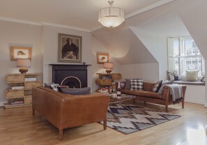 Apartment, 2 Bedrooms | Living area | Flat-screen TV, fireplace - The Skyline at North Charlotte Street (Edinburgh)