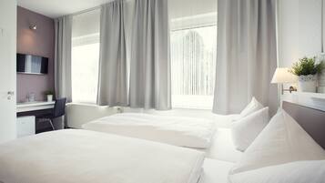 Desk, free WiFi, bed sheets