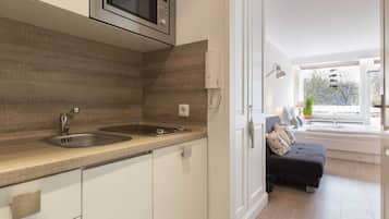 Fridge, microwave, dishwasher