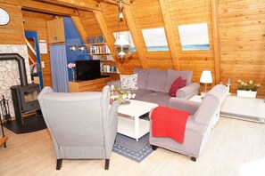 Televisión y chimenea 