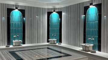 Banho turco/hammam, tratamentos corporais, massagens com pedras quentes