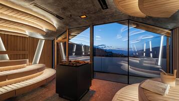 Sauna, hot tub, steam room, body treatments, hot stone massages