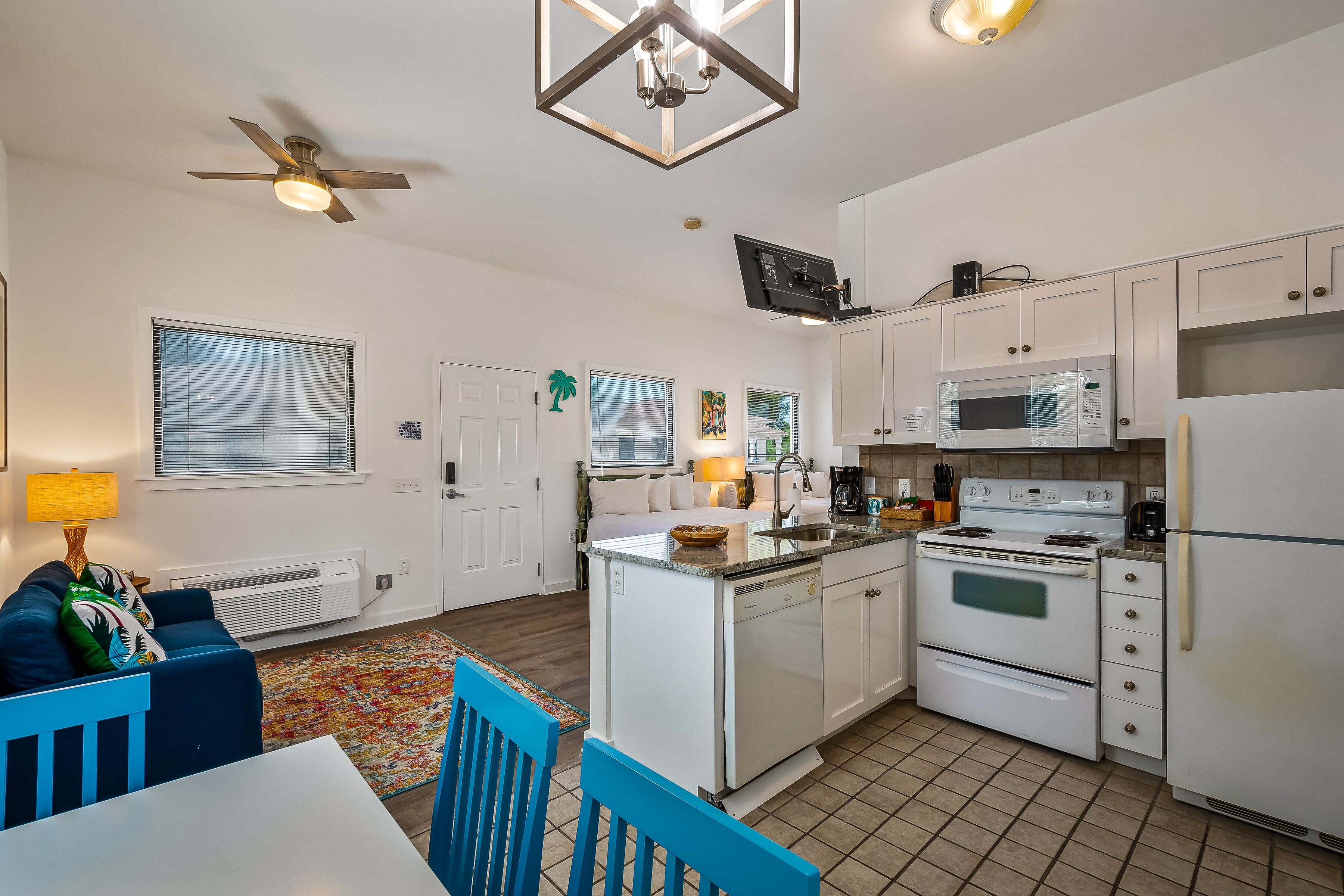 microwave, oven, dishwasher, coffee/tea maker