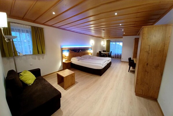 Desk, cots/infant beds, free WiFi, bed sheets