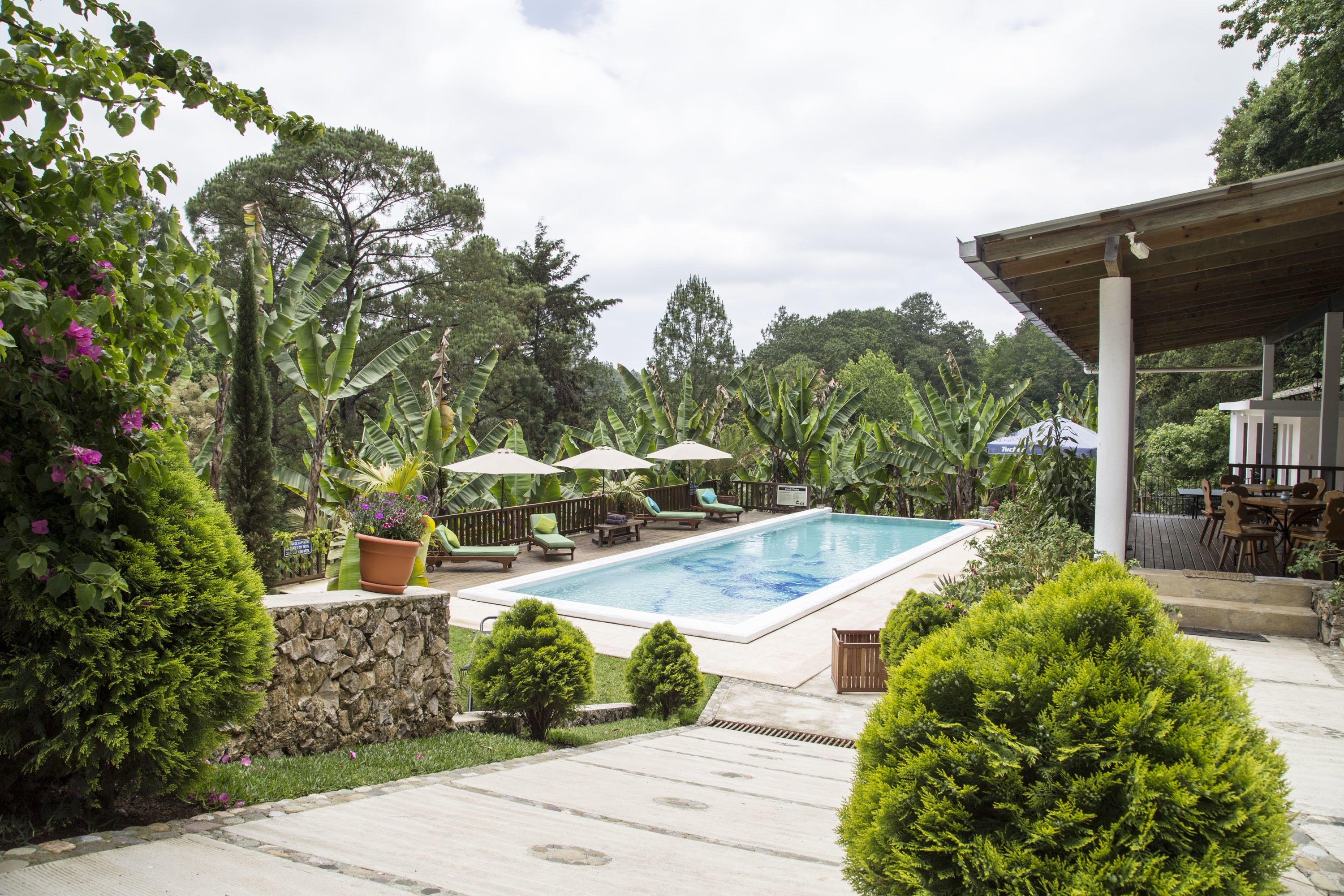 outdoor pool, open 7:00 am to 7:00 pm, pool loungers