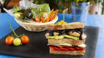 Breakfast, lunch, dinner served; local and international cuisine