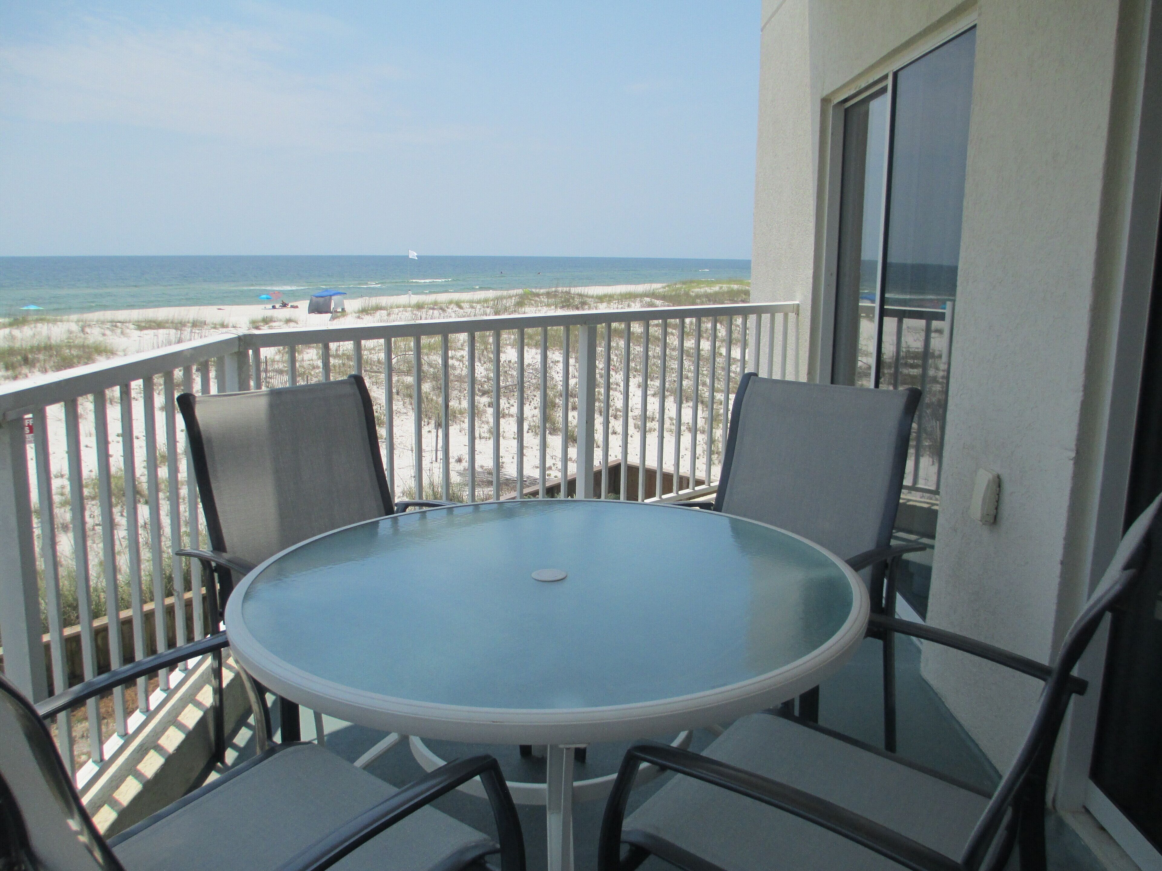 Sit out on the balcony and take in the view. Seating for 6.