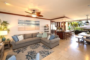 Smart TV, DVD player, books, music library