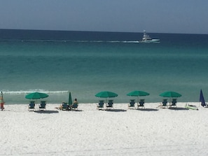 Beach nearby, sun loungers