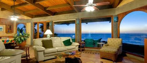 Una Smart TV, una chimenea, un reproductor de DVD, libros