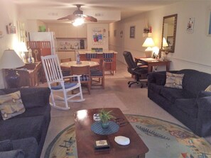 Room | Living area | TV, DVD player - Direct Ocean Front Condo (Murrells Inlet)