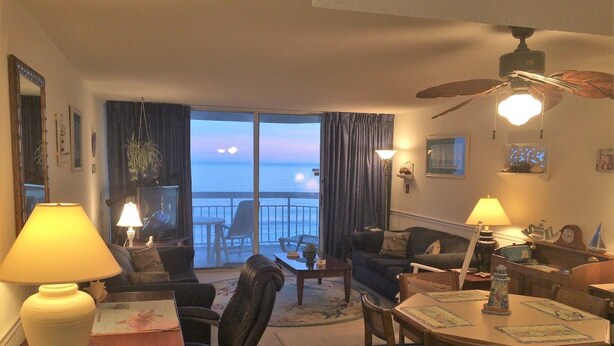 Room | Living area | TV, DVD player - Direct Ocean Front Condo (Murrells Inlet)