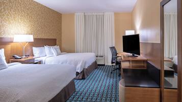 Desk, blackout curtains, iron/ironing board, free cots/infant beds