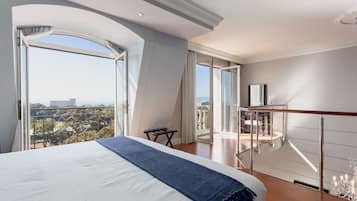 Cobertura presidencial, 3 quartos, cozinha, vista para o oceano | Roupas de cama de algodão egípcio, roupas de cama premium