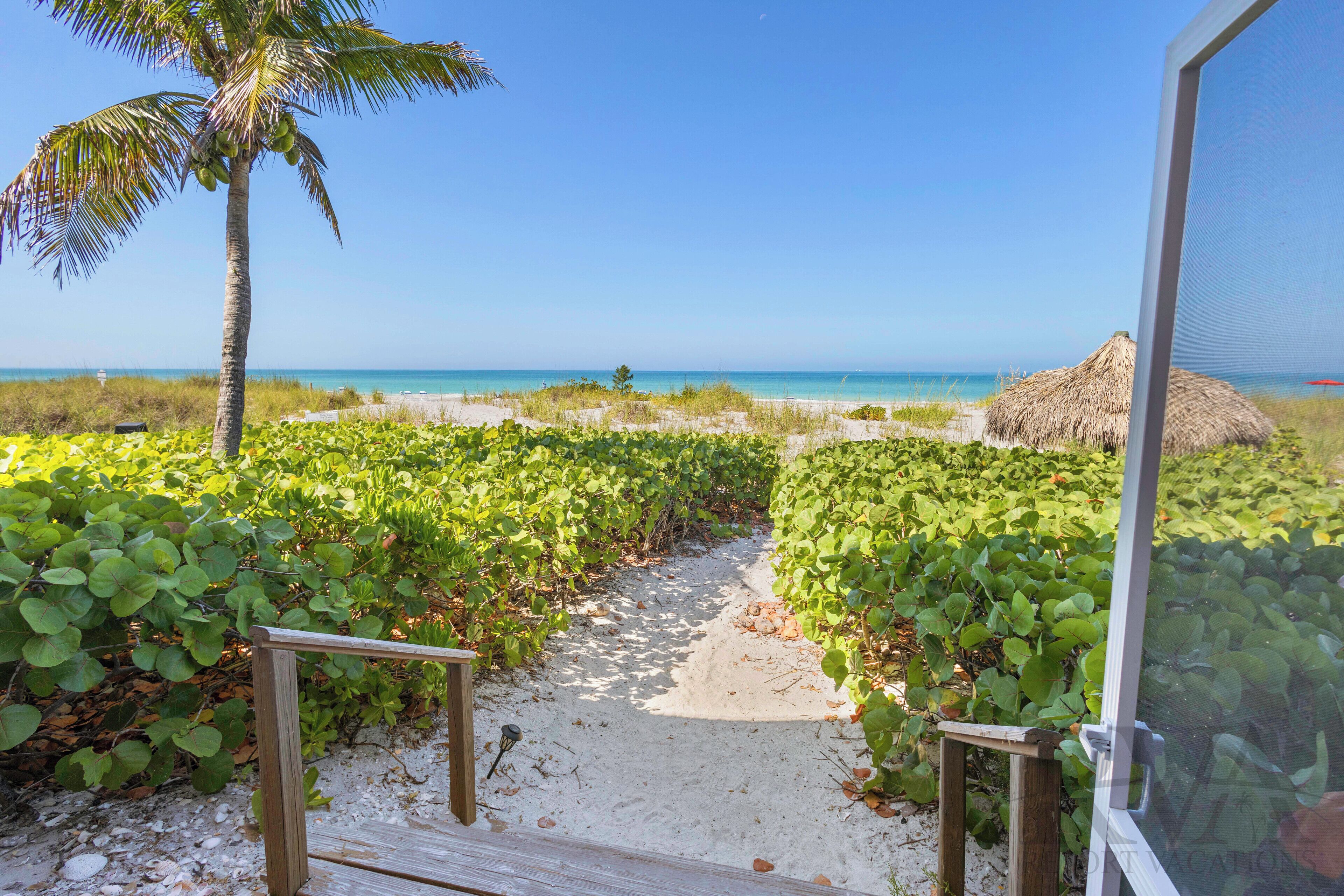 On the beach, beach umbrellas