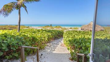 On the beach, beach umbrellas