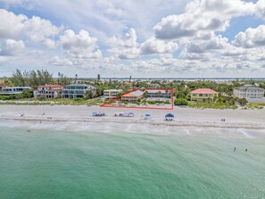 On the beach, beach umbrellas