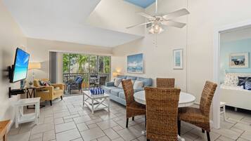 Flat-screen TV, DVD player, stereo, offices