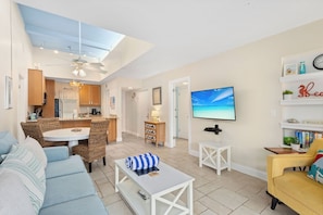 Flat-screen TV, DVD player, stereo, offices