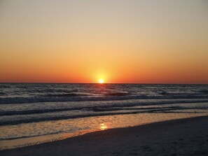 Experience the serene tranquility of a beach setting, where gentle waves meet the shore.