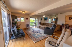 TV, DVD player, music library, video library