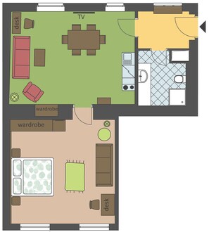 ซูพีเรียอพาร์ทเมนท์, 1 ห้องนอน | เครื่องนอนป้องกันสารก่อภูมิแพ้, เตียง Select Comfort, ตู้นิรภัยในห้องพัก