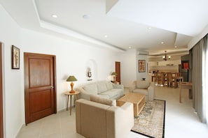Deluxe Villa, 4 Bedrooms, Non Smoking, Private Pool | Living room | LED TV - Bali Paradise Heritage by Prabhu (Ungasan)