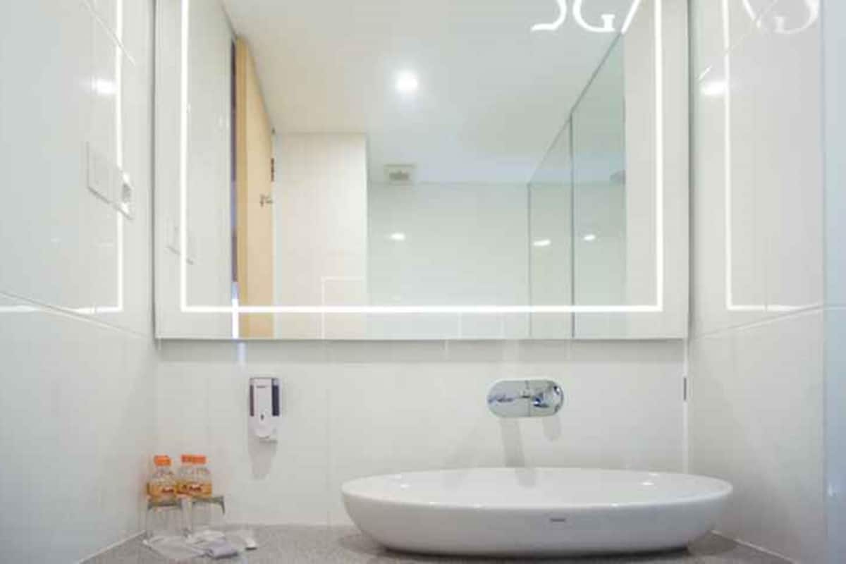 shower, free toiletries, hair dryer, slippers