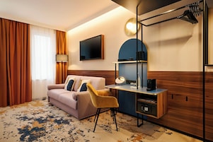 In-room safe, desk, laptop workspace, blackout drapes