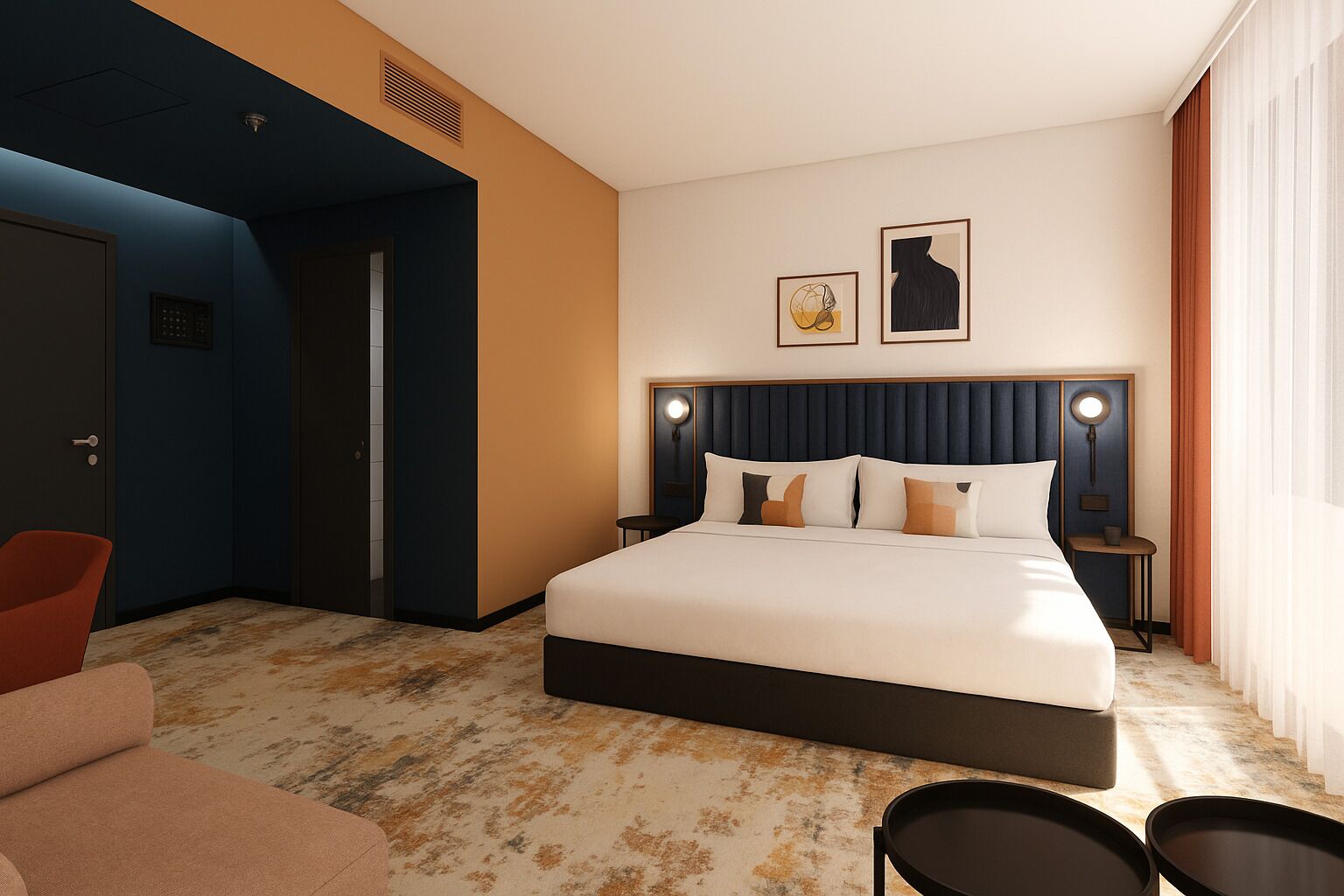 Premium-værelse | Pengeskab på værelset, mørklægningsgardiner, lydisolering, gratis Wi-Fi