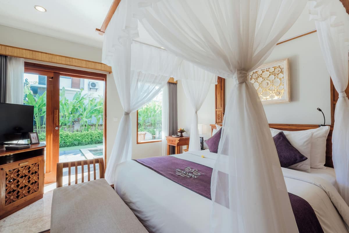1 slaapkamer, luxe beddengoed, een kluis op de kamer, een bureau