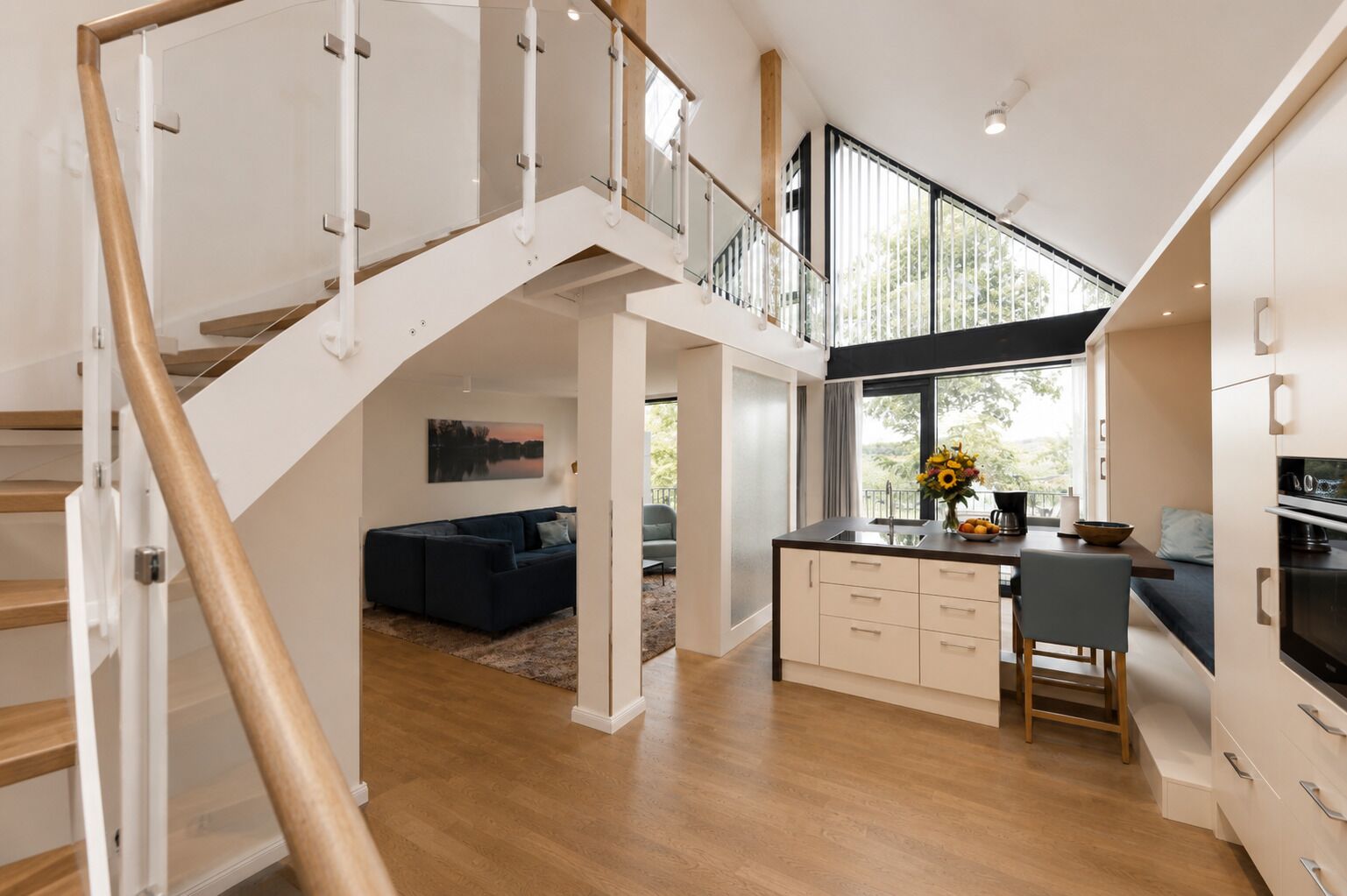 Compass Maisonette Suite with view to lake Mueritz | Private kitchen | Full-size fridge, oven, stovetop, dishwasher