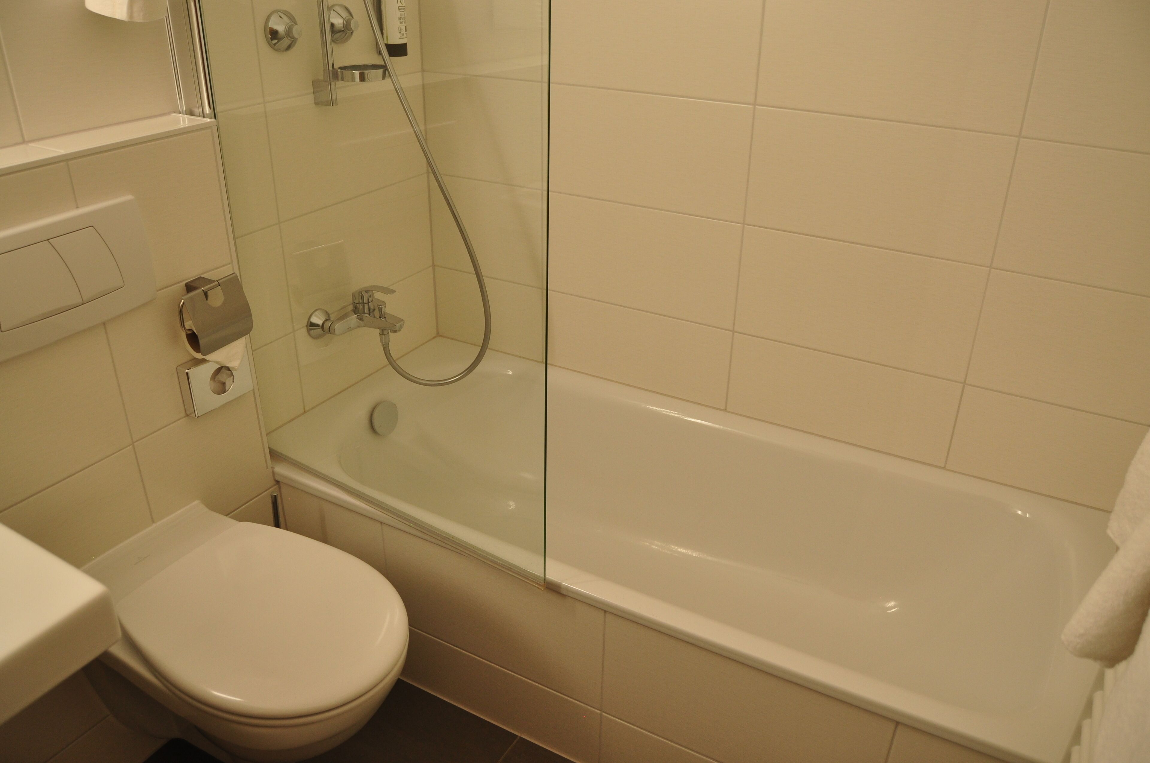 family room | bathroom | hair dryer, towels, soap, shampoo