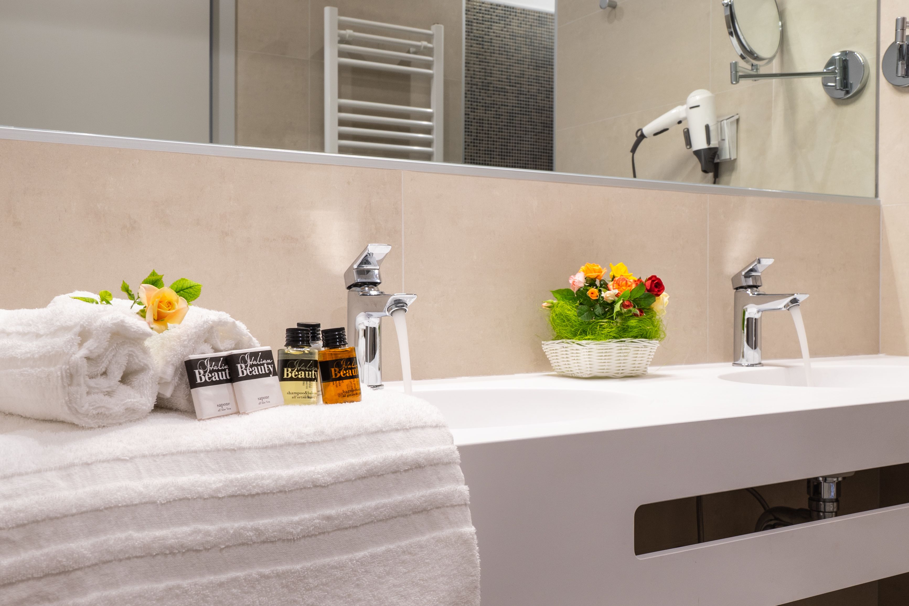 free toiletries, hair dryer, slippers, bidet