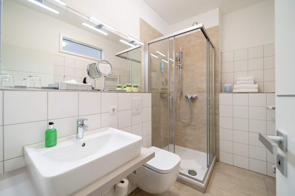 free toiletries, hair dryer, slippers, towels