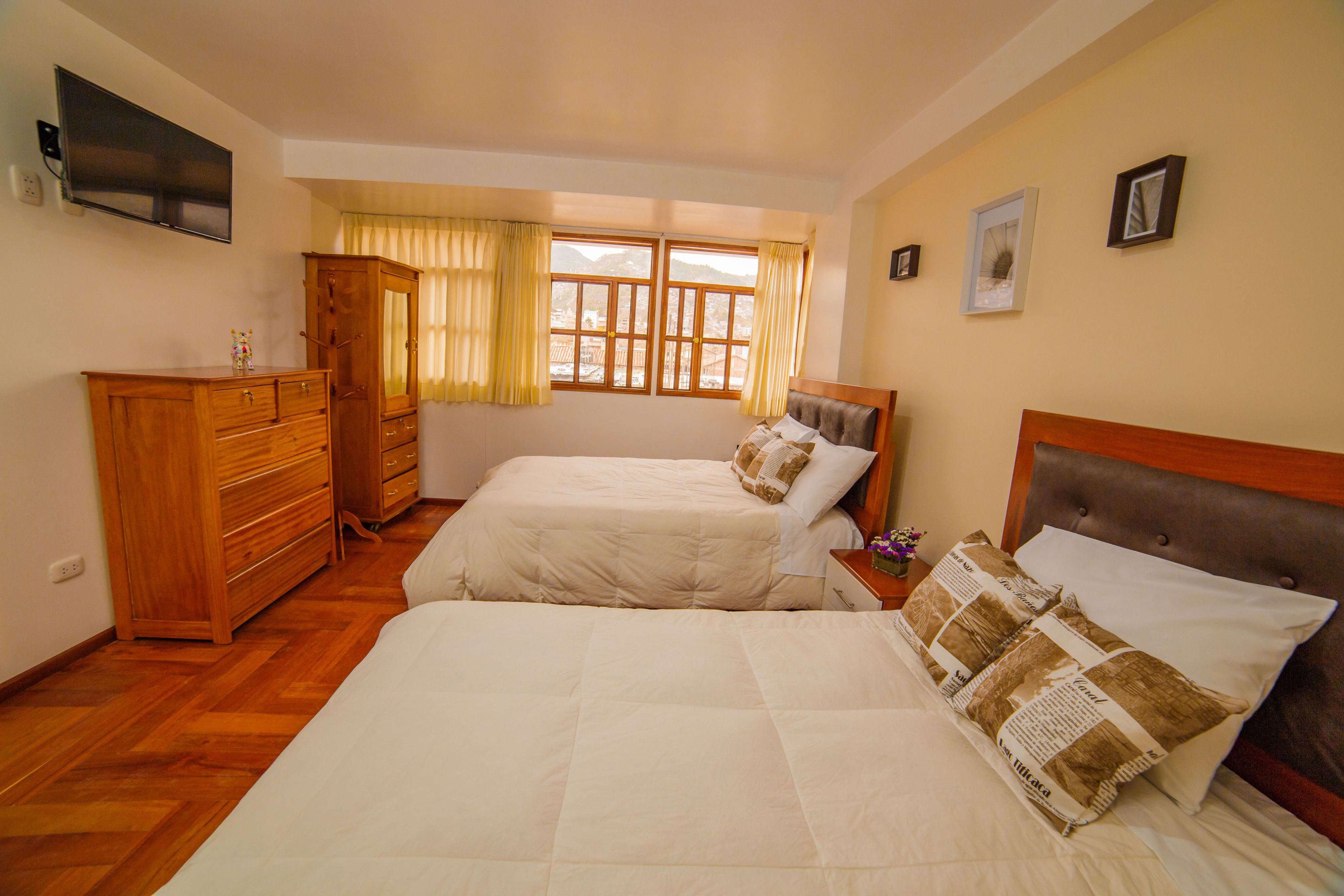 superior double room, 2 double beds, city view | down duvets, individually decorated, individually furnished, desk