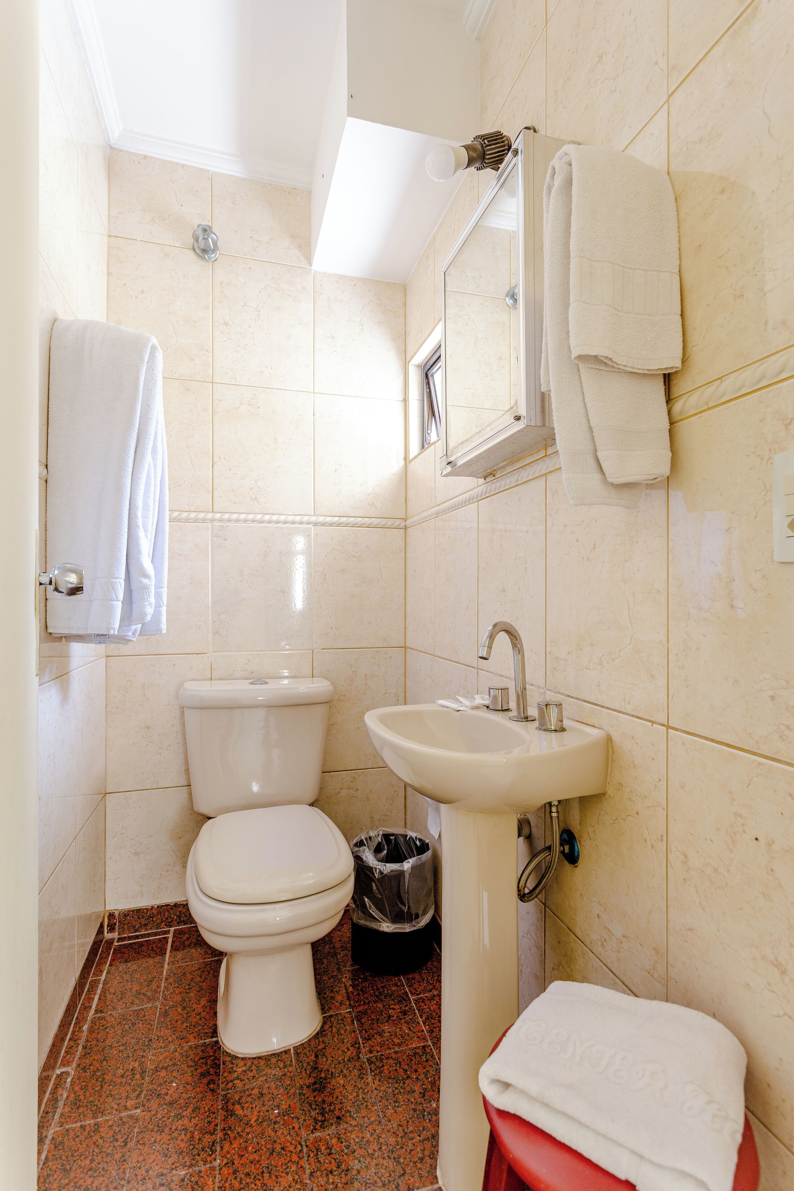 economy triple room | bathroom | shower, hair dryer, towels, toilet paper