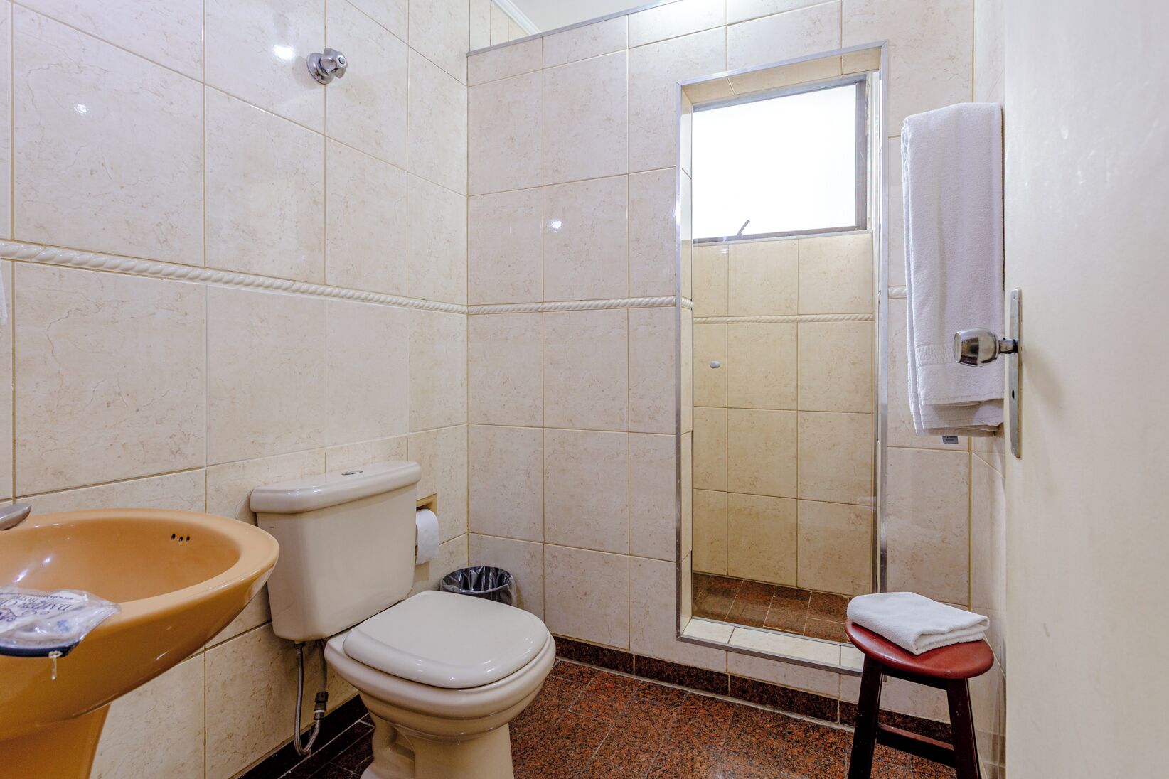 superior twin room, 2 twin beds | bathroom | shower, hair dryer, towels, toilet paper