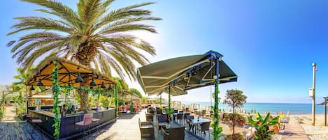 On the beach, beach shuttle