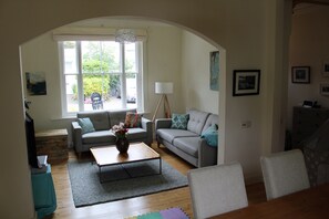 Basic House, 3 Bedrooms | Living area | Flat-screen TV, fireplace - Victorian House near Stadium (Cardiff)