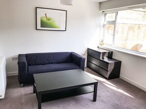 Appartement Penthouse Ville, 2 chambres, accessible aux personnes à mobilité réduite | Aire de séjour | Téléviseur à écran plat, foyer