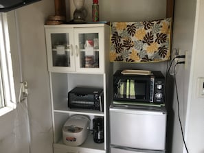 Private Vacation Home | Private kitchenette | Full-size fridge, microwave, rice cooker, cookware/dishes/utensils