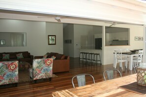 Flat-screen TV, DVD player