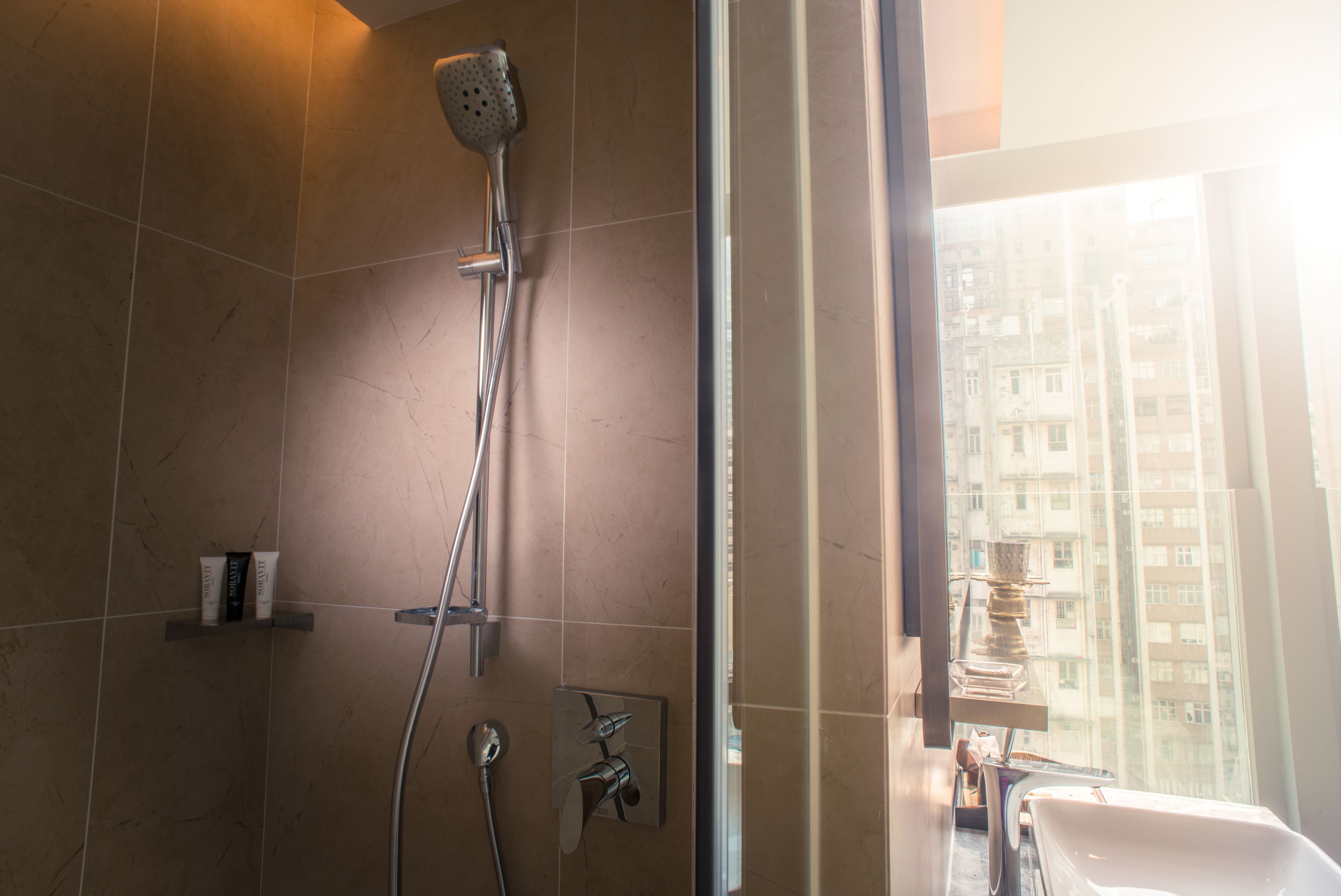 shower, free toiletries, hair dryer, slippers