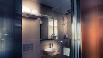 Shower, free toiletries, hair dryer, slippers