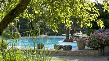 Outdoor pool, sun loungers