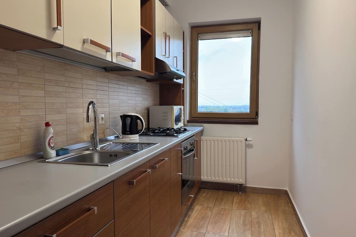apartment | private kitchen | fridge, microwave, oven, cookware/dishes/utensils