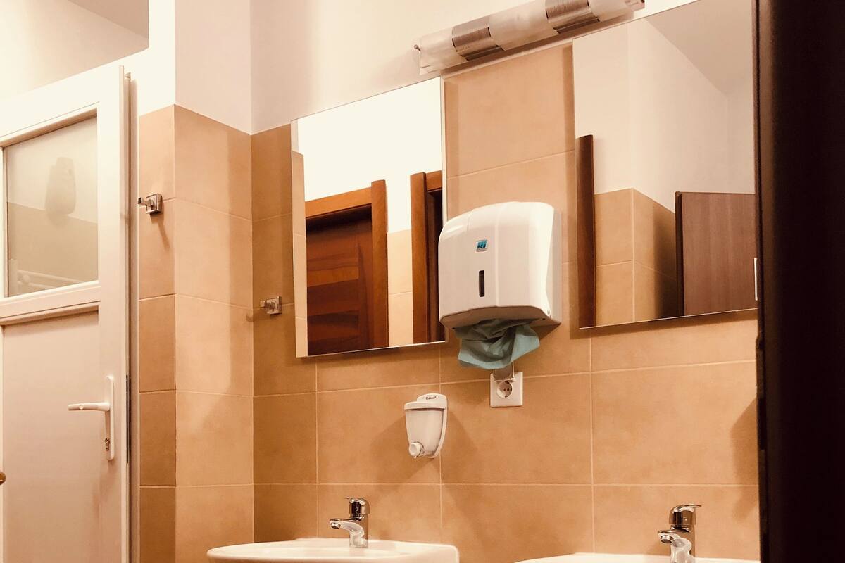 Ducha, artículos de tocador gratuitos, secador de pelo, pantuflas